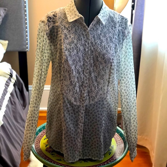 Free People Tops - Free People lace & sheer blouse size M